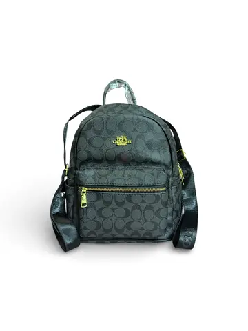 Coach Signature Monogram Mini Backpack in Charcoal Black