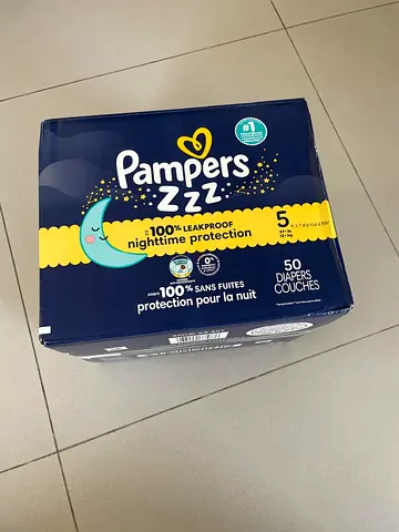 Pampers Zzz Nighttime Diapers Size 5 – 50 Pack, Unopened