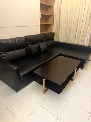 Leather sofas with coffee tabel