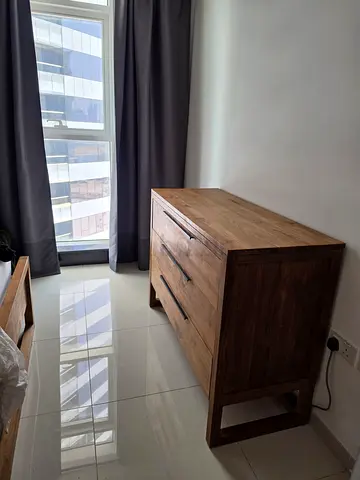 Crate  Barrel Linea Natural Teak 3-Drawer Dresser