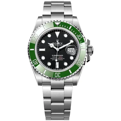 Rolex Submariner Date Stainless Steel Green Bezel Watch