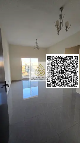 Two bedrooms and a living room for rent in Ajman, Al Rawda 1, with three bathrooms and a balcony. First occupancy building, super deluxe finishing, pa