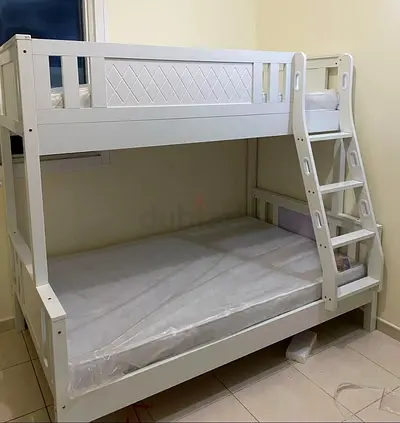 White Wooden Bunk Bed with Ladder - Good Condition