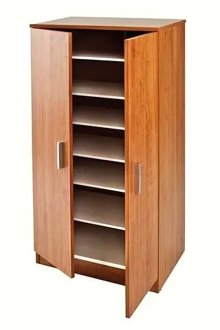 Tall Wooden Shoe Cabinet with Multiple Shelves