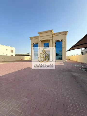 Villa for rent in Sharjah Al Rahmaniya 5 master bedrooms two floors large plot spacious layout with majlis and external kitchen ideal family home