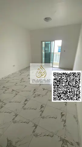 One bedroom and living room apartment in Rashidiya 2, next to the Ladies' Park. It includes two bathrooms, a balcony, and a wardrobe. Rent is 30,000 A