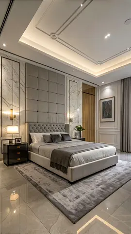 Modern Plush King Bed Big Head Board