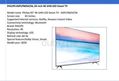 Philips 65 4K UHD LED Smart TV - Model 65PUT6654/56, 2020