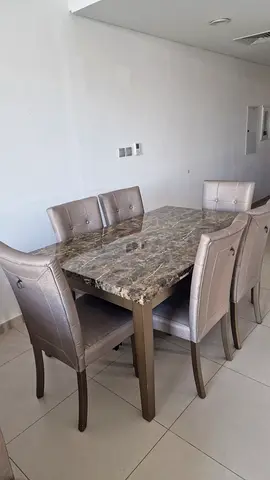 Modern Marble look Dining Table with 6 Chairs