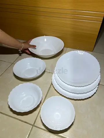 White Opalware Dinner Plates and Bowls Set