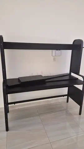 Compact black computer desk