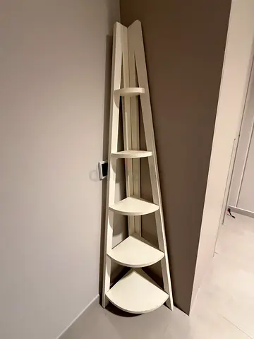 Tall White Corner Shelf Unit — 5-Tier