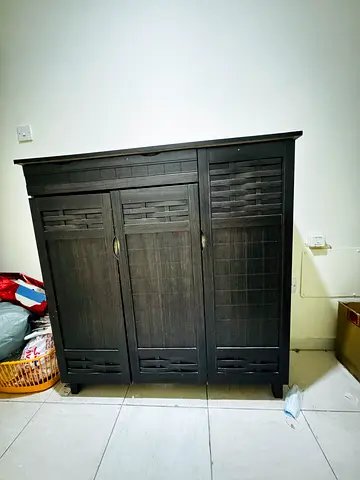 Dark Wood Storagef Cabinet / Shoe Rack - Good Condition