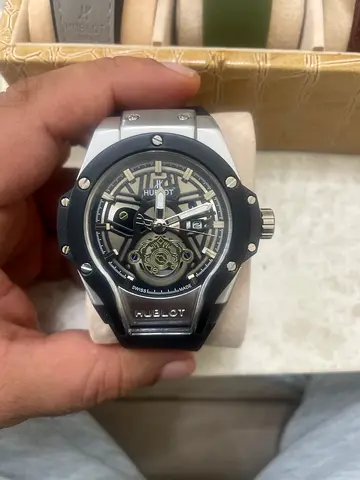 Hublot-style Automatic Mens Watch with Open Heart Dial