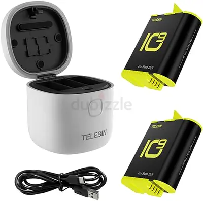TELESIN 2-Pack Batteries  Allin Box Battery Charger Bundle, With Card Reader, For GoPro Hero 10/9,