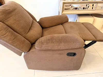 Comfortable Brown Fabric Swivel Recliner Armchair - Good Condition- Original Price 749