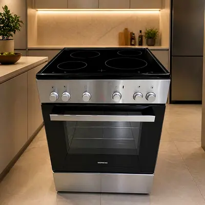 Siemens Free-Standing Electric Cooker with Ceramic Hob and Oven - Stainless Steel