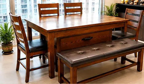 Solid Wood Foldable Dining Set with Storage