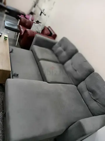 Comfortable Grey L-Shaped Sectional Sofa with Chaise - Good Condition