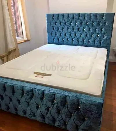Tufted Teal Velvet Bed Frame For Sale