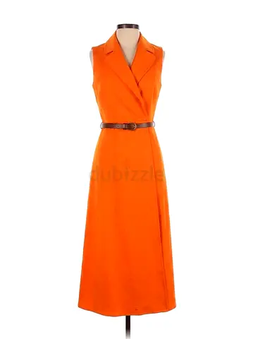 Karen Millen Orange Wrap Midi Dress – UK 10 / EU 38