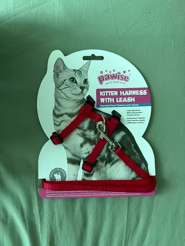 Red Kitten Harness with Leash - New (Size Adjustable)