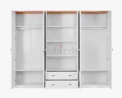 Set of 2 White Melamine 6-Door Wardrobe with Drawers and Shelves