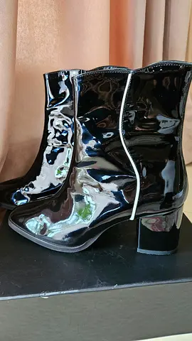 Patent leather black boots, size 39