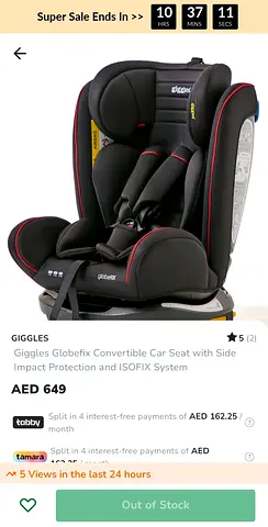 Brand new Giggles car seat newborn to 36kg