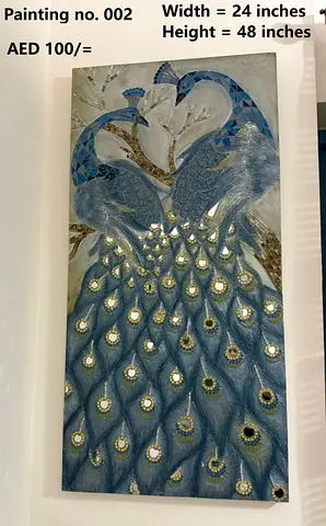 Hand-painted Peacock Wall Painting – 24x48 inches