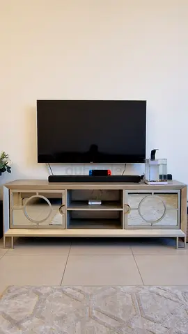 Mirrored TV Stand with Decorative Details