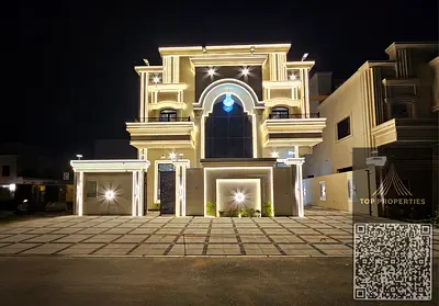 فيلا للبيع بعجمان طابقين وروف 6 غرف نوم تكيف مركزى موقع مميز تصميم كلاسيك