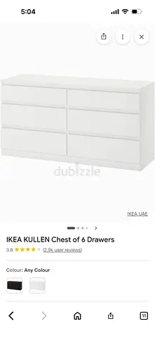 IKEA KULLEN 6-drawer Chest — White, Good Condition