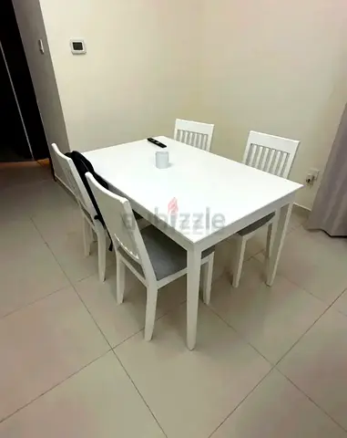 White Dining Table with Four Chairs