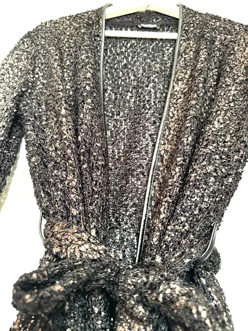 Chic black blazer with leather finishing excellent condition