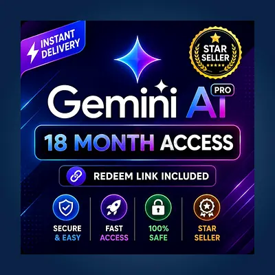 Gemini AI Pro 5TB Stockage — 18 Months Access (Redeem Link Delivered Instantly)
