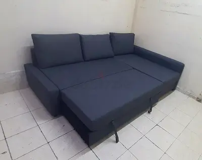 Modern Dark Gray L-Shaped Sofa Bed