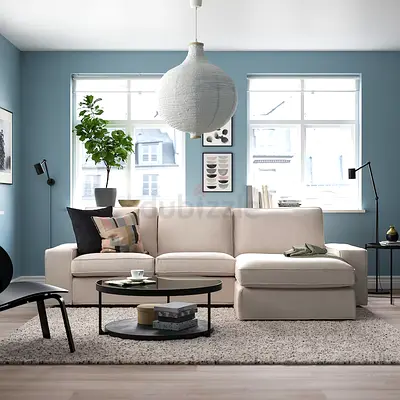 ikea kivik Beige L-shaped Sofa with Chaise - Comfortable