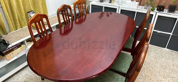Solid Wood Round Dining Table with Matching Chairs - Dark Mahogany