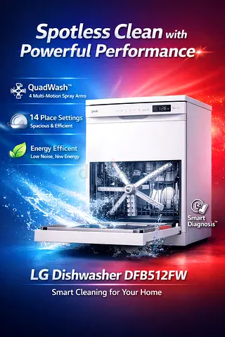LG free standing 8 Prograams 14 Place Settings Dishwasher white DFB512FW (White)