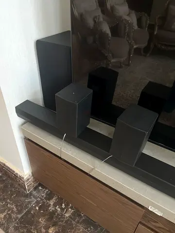 Modern Black Wall-Mounted TV Panel / Entertainment Unit (Used)