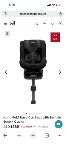 Nuna Rebl Basq Car Seat with Built-in Base - Caviar