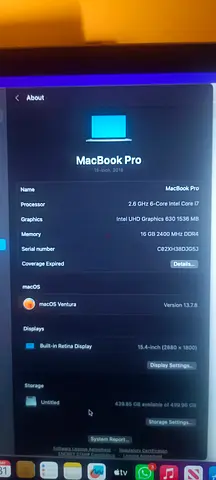 MacBook Pro 15-inch (Intel Core i7, 16GB RAM, 512GB SSD) - macOS Ventura