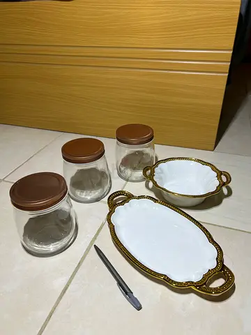 Serving platters and glass jars collection