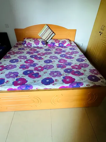 Wooden Double Bed with Mattress - Good Condition 190*180