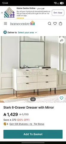 White 6-Drawer Dresser / Sideboard with Mirror