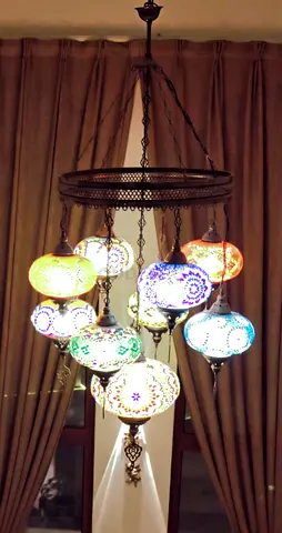Handmade Turkish Mosaic Multi-Light Chandelier