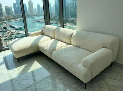 The Loom Collection L Shape Sofa Beige Excellent Condition