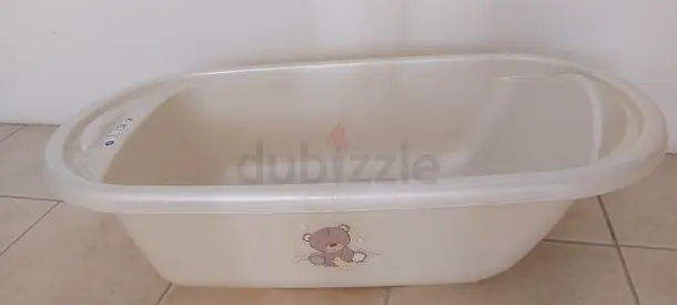 Beige Baby Bathtub with Teddy Design - Good Condition