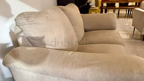 3-seater beige fabric sofa in good used condition